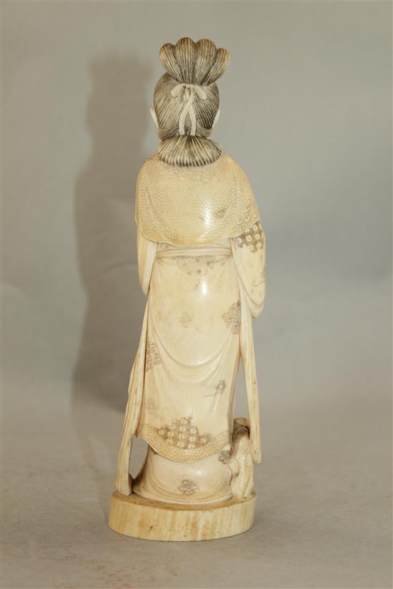 A Japanese ivory figure of Benten, early 20th century, 23.5cm, loss to flute